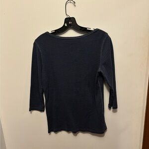 Eddie Bauer Navy Striped Long Sleeve Top